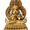 Buddhist Handmade Statue of Chenrezig (Avalokiteshvara) – Full Gold Plated with Hand-Painted Face - Image 3