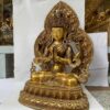 Buddhist Handmade Statue of Chenrezig (Avalokiteshvara) – Full Gold Plated with Hand-Painted Face - Image 4