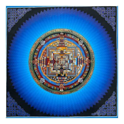 Buddhist Handmade Kalachakra Mandala Thangka – Hand-Painted with Real Gold