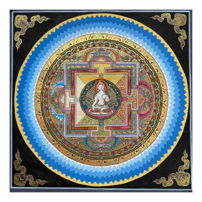 Buddhist Handmade White Tara Mandala Thangka – Hand-Painted with Real Gold