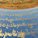 Buddhist Hand-Painted Mantra Mandala Thangka with Yellow Jambhala at the Center - Image 7