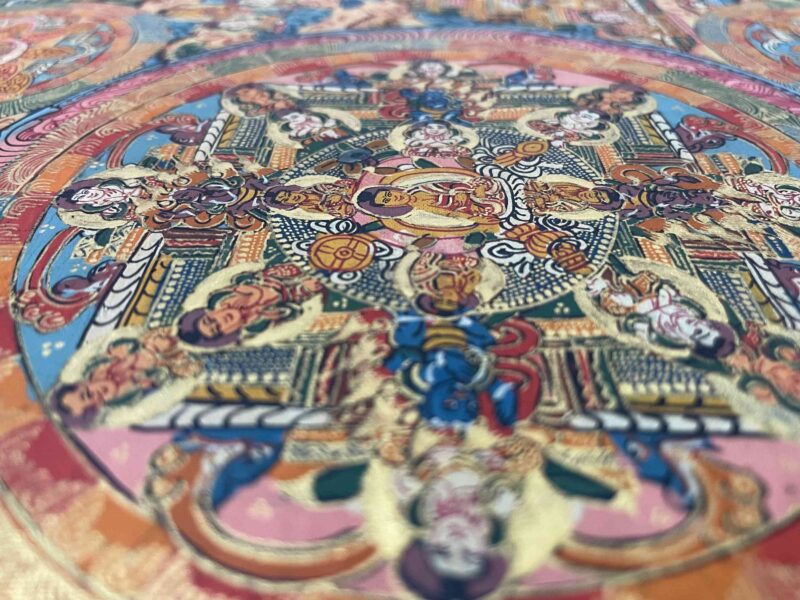 Buddhist Hand-Painted Thangka of Pancha Buddha (Five Dhyani Buddhas) - Image 6