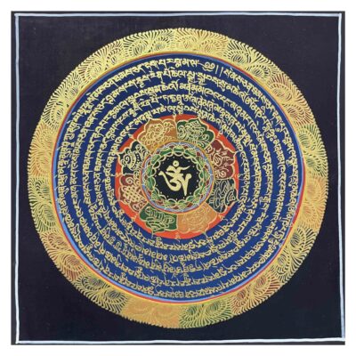 Hand-Painted Buddhist Mandala Thangka – Small, Sacred & Symbolic