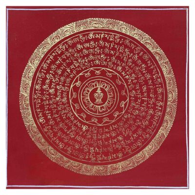Buddhist Hand-Painted Mandala Thangka – Traditional Sacred Art on Cotton Canvas