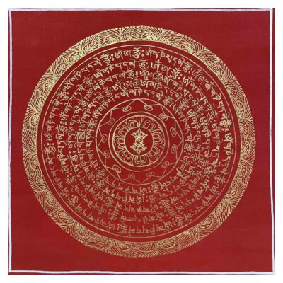 Hand-Painted Buddhist Mandala Thangka on Cotton Canvas – 8.5 x 8.5 Inches