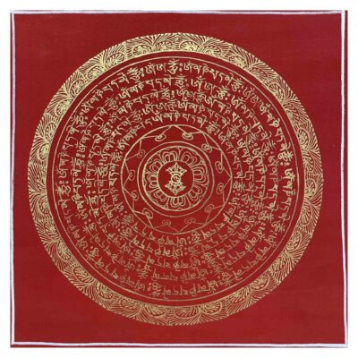 Hand-Painted Buddhist Mandala Thangka on Cotton Canvas – 8.5 x 8.5 Inches