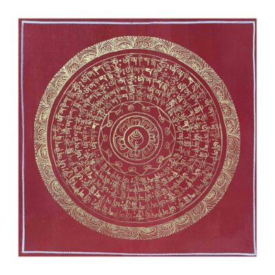 Buddhist Hand-Painted Mandala Thangka on Cotton Canvas – 8.5 x 8.5 Inches