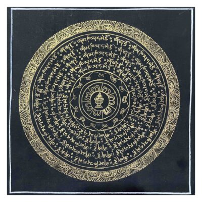 Buddhist Hand-Painted Mandala Thangka – 8.5 x 8.5 Inches