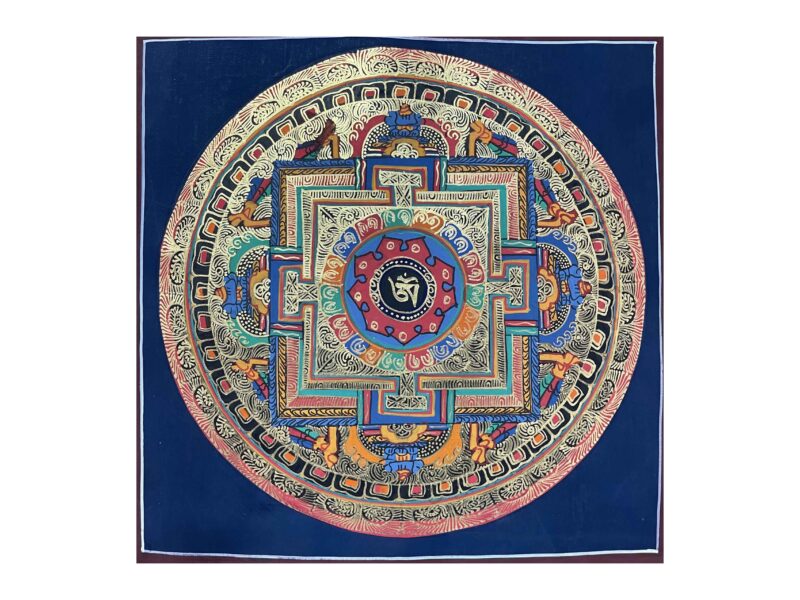 Buddhist Student Mandala Thangka | Hand-Painted on Cotton Canvas – 9 x 9 Inches