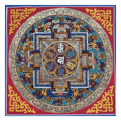 Buddhist Hand-Painted Mandala Thangka – Student Artwork