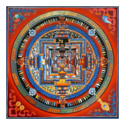 Buddhist Hand Painted Kalachakra Mandala Thangka | Real Gold Highlights