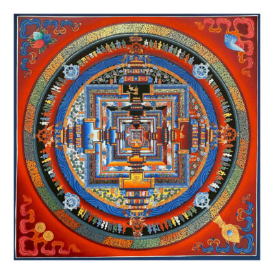 Buddhist Hand Painted Kalachakra Mandala Thangka | Real Gold Highlights