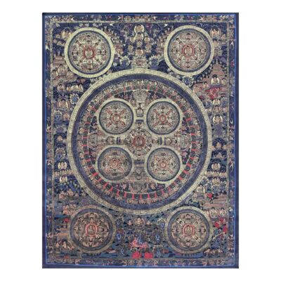 Buddhist Hand-Painted Nine Mandala Thangka