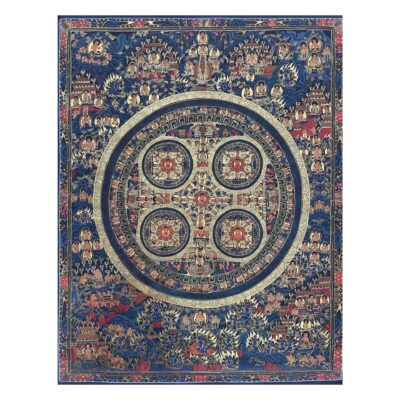 Buddhist Hand-Painted Pancha Buddha Thangka