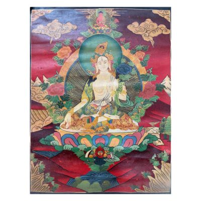 Buddhist Hand-Painted White Tara Thangka