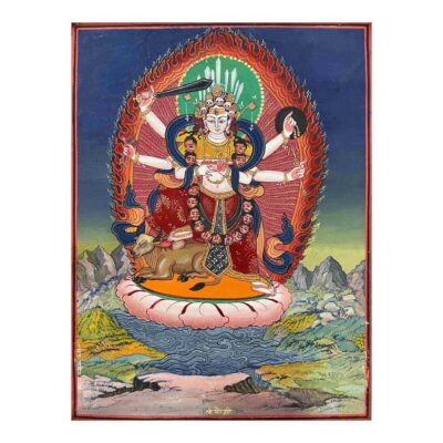 Old, Buddhist Hand Painting Thangka of Maheshwari Durga – Hand Painted