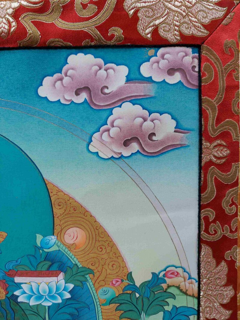 Hand-Painted Buddhist Thangka – Manjushri with Polyester Brocade - Image 3