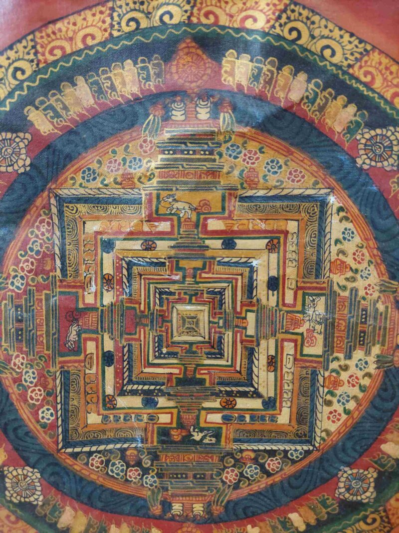 Hand-Painted Buddhist Thangka – Kalachakra Mandala with Polyester Brocade - Image 7