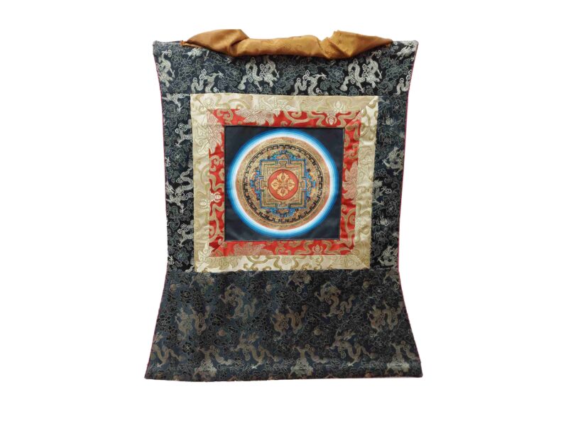 Buddhist Hand-Painted Thangka – Dorje Kalachakra Mandala (Student Edition) with Polyester Brocade