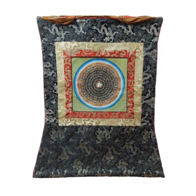 Buddhist Hand-Painted Thangka – Mandala with Polyester Brocade