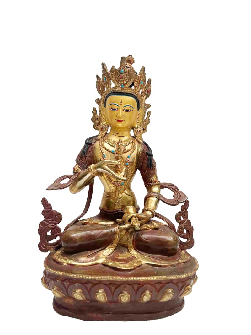 Buddhist Handmade Vajrasattva Statue – Partly Gold Plated, Face Painted - Image 3