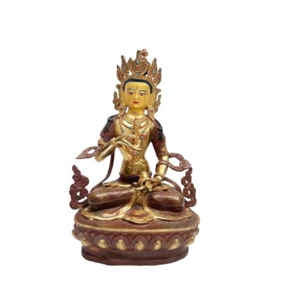 Buddhist Handmade Vajrasattva Statue – Partly Gold Plated, Face Painted