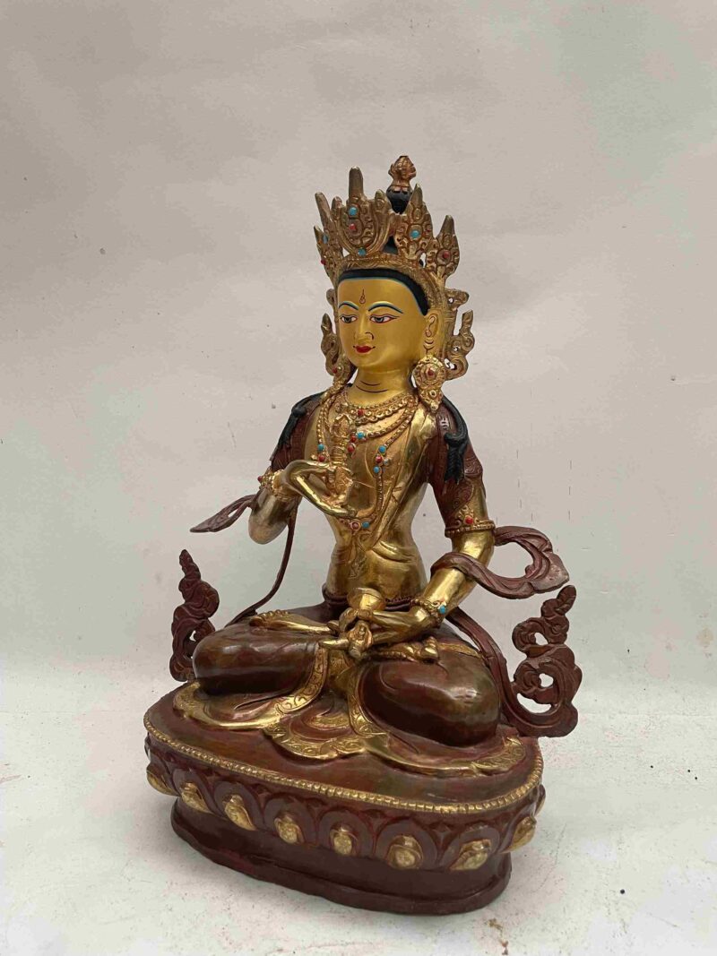 Buddhist Handmade Vajrasattva Statue – Partly Gold Plated, Face Painted - Image 4