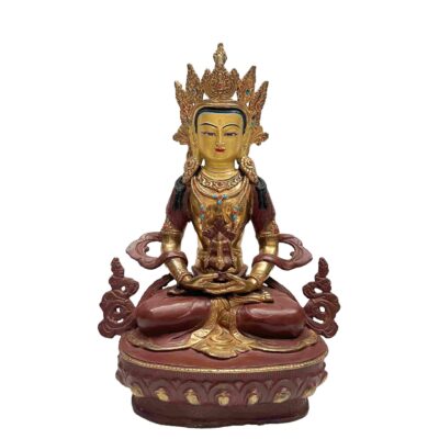 Buddhist Handmade Statue of Aparimita – Partly Gold Plated, Face Painted (Amitayus, Chepame)