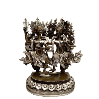 Buddhist Handmade Statue of Citipati – Chocolate and Silver Oxidized Finish