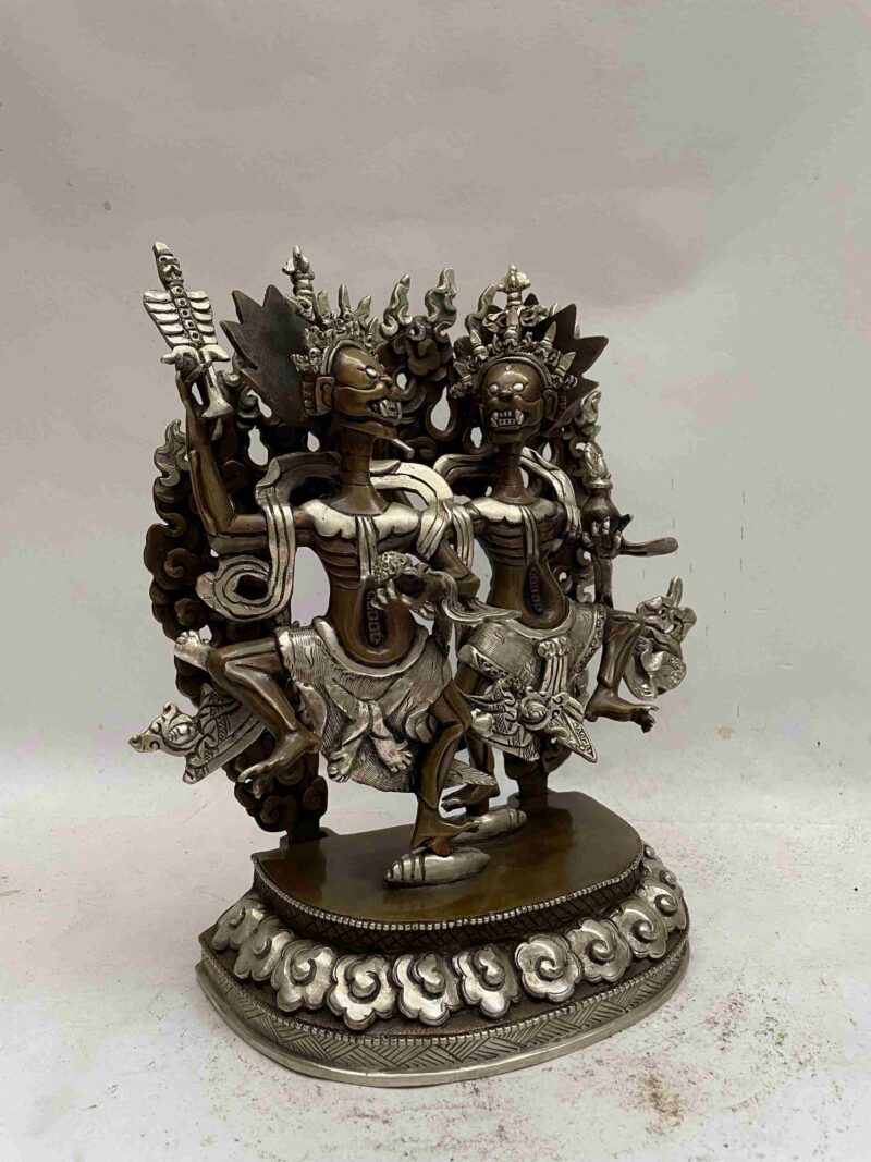 Buddhist Handmade Statue of Citipati – Chocolate and Silver Oxidized Finish - Image 2