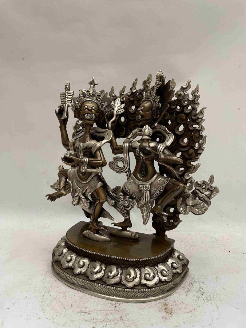 Buddhist Handmade Statue of Citipati – Chocolate and Silver Oxidized Finish - Image 4