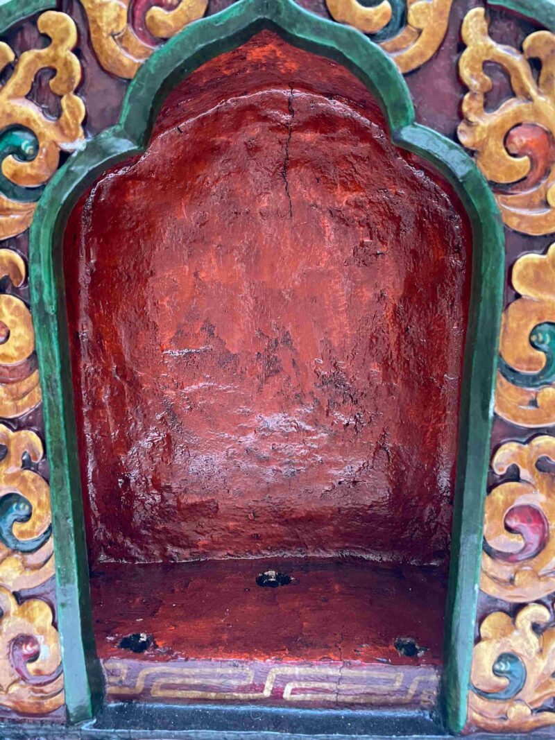 Buddhist Handmade Statue of Vajradhara – Full Gold Plated, Stone Setting, Face Painted with Wooden Altar - Image 5