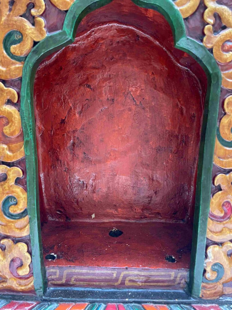 Buddhist Handmade Statue of Vajrasattva – Full Gold Plated, Stone Setting, Face Painted with Wooden Altar - Image 6