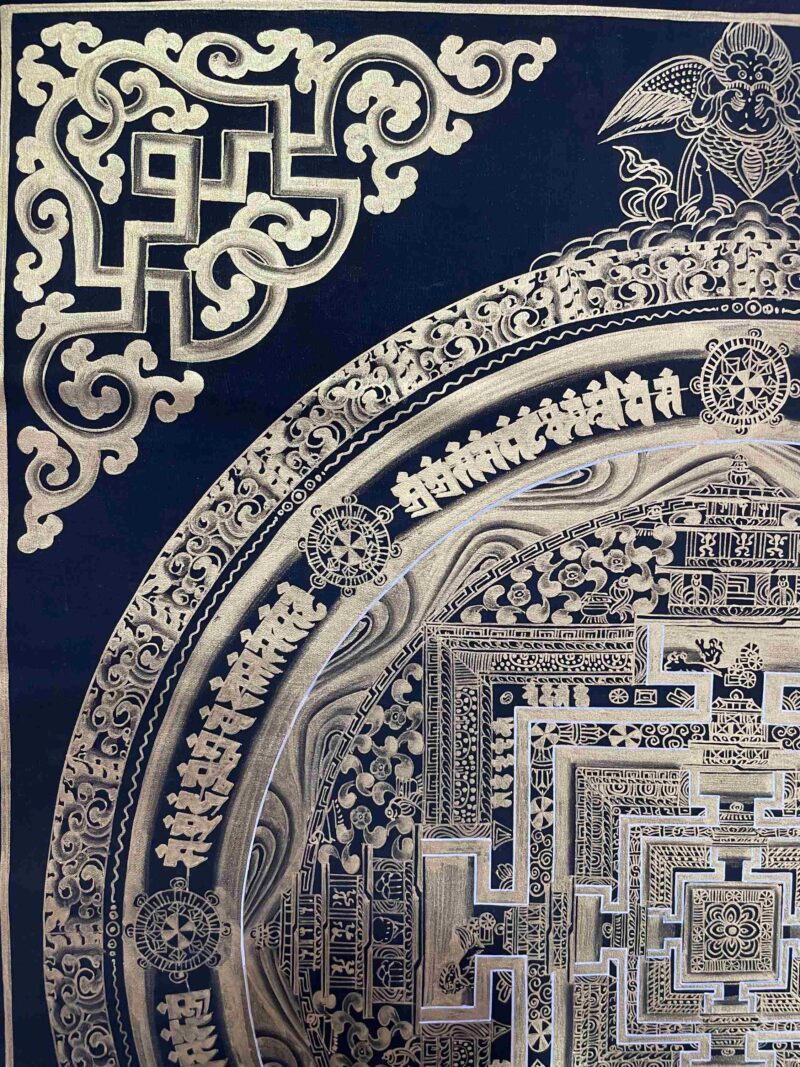 Buddhist Handmade Thangka of Kalachakra Mandala – Hand Painted - Image 2