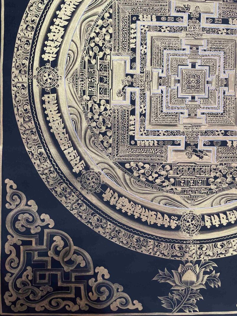 Buddhist Handmade Thangka of Kalachakra Mandala – Hand Painted - Image 5