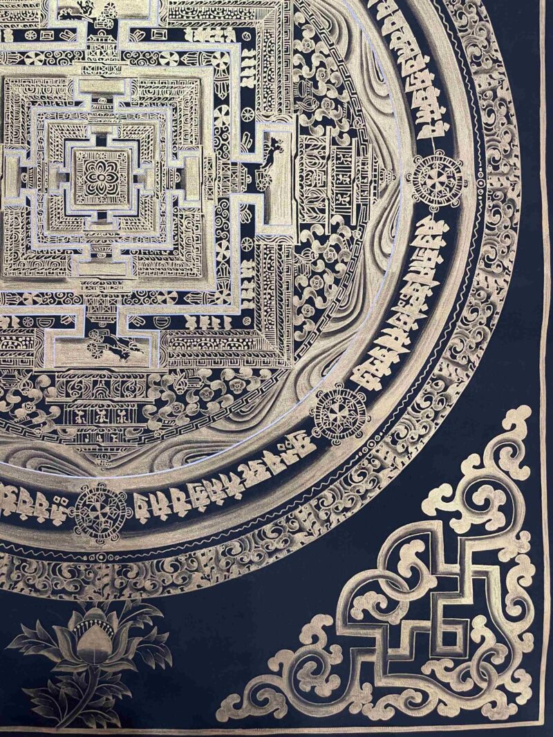 Buddhist Handmade Thangka of Kalachakra Mandala – Hand Painted - Image 6