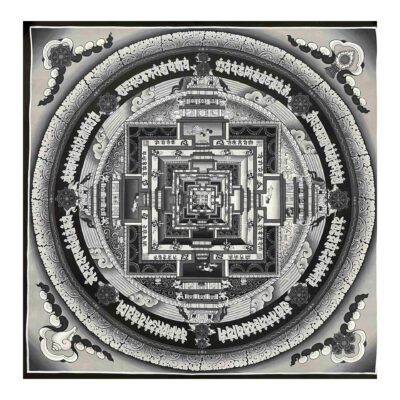 Buddhist Handmade Thangka of Kalachakra Mandala – Hand Painted