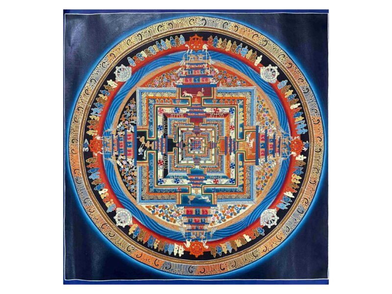Buddhist Handmade Thangka of Kalachakra Mandala – Hand Painted