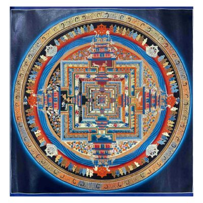 Buddhist Handmade Thangka of Kalachakra Mandala – Hand Painted