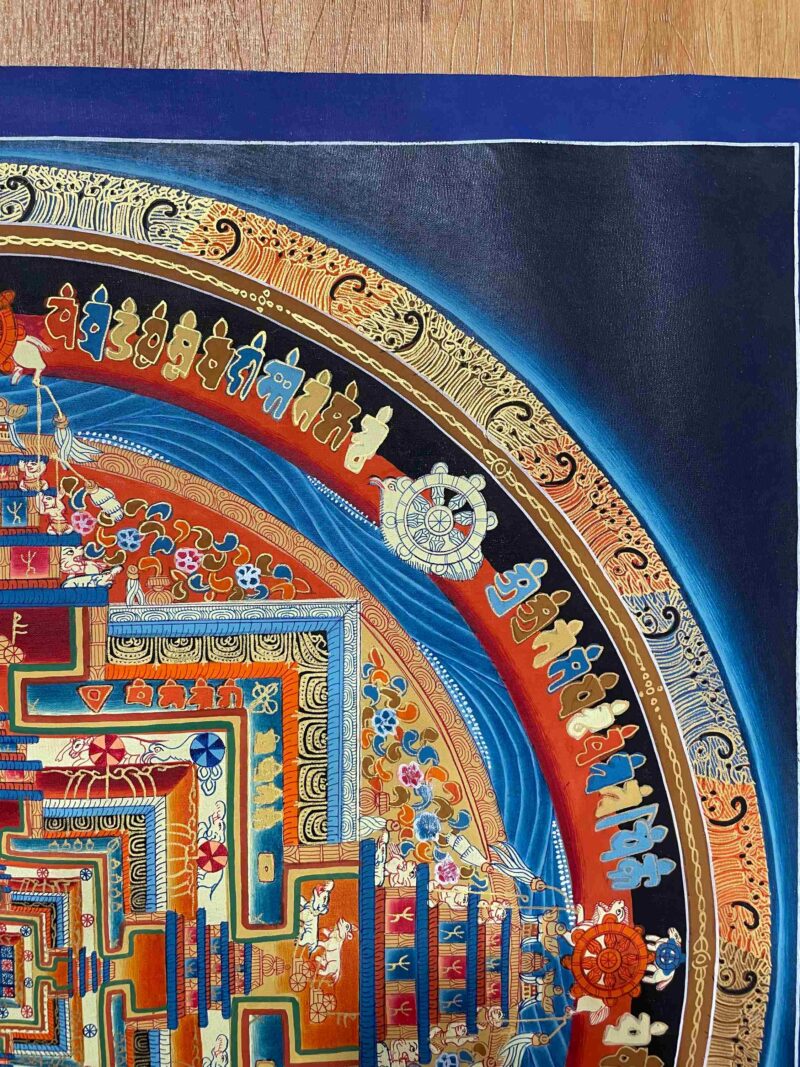 Buddhist Handmade Thangka of Kalachakra Mandala – Hand Painted - Image 3