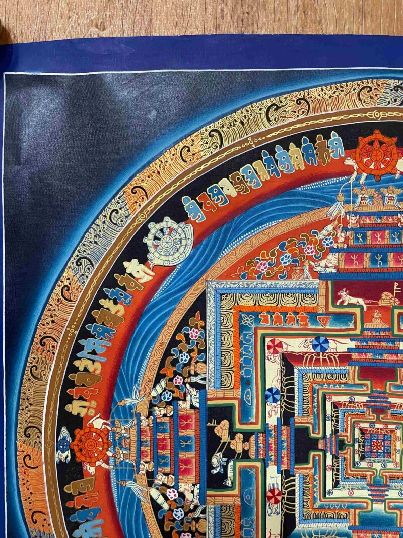 Buddhist Handmade Thangka of Kalachakra Mandala – Hand Painted - Image 2