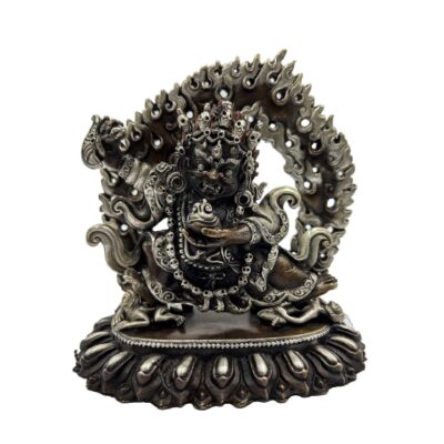 Statue of Kaju Mahakala of the Black Cloak – Silver Oxidized Finish