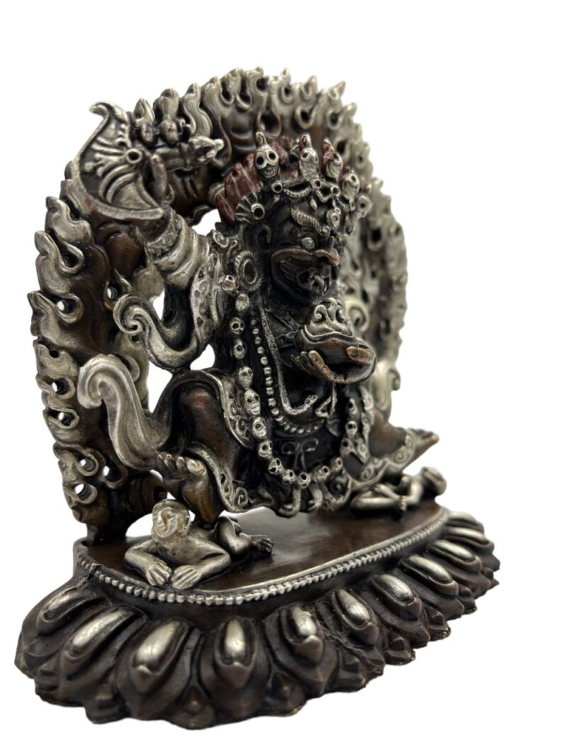 Statue of Kaju Mahakala of the Black Cloak – Silver Oxidized Finish - Image 2