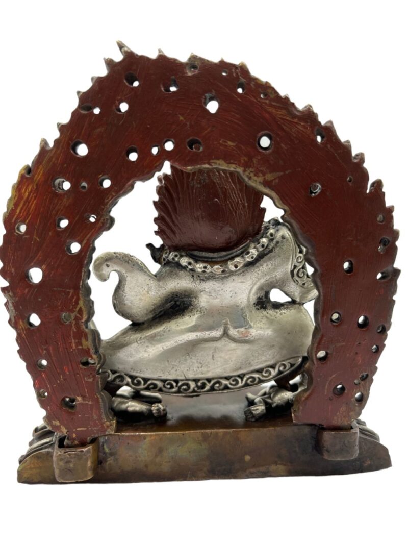Statue of Kaju Mahakala of the Black Cloak – Silver Oxidized Finish - Image 5