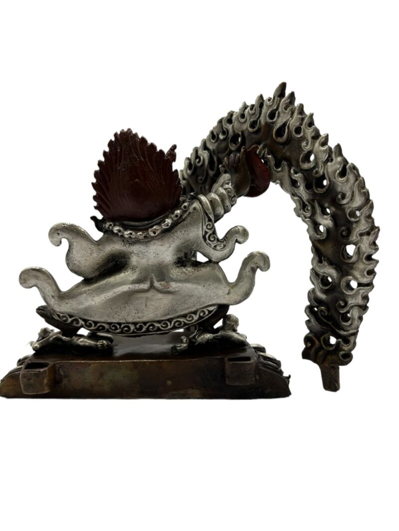 Statue of Kaju Mahakala of the Black Cloak – Silver Oxidized Finish - Image 6