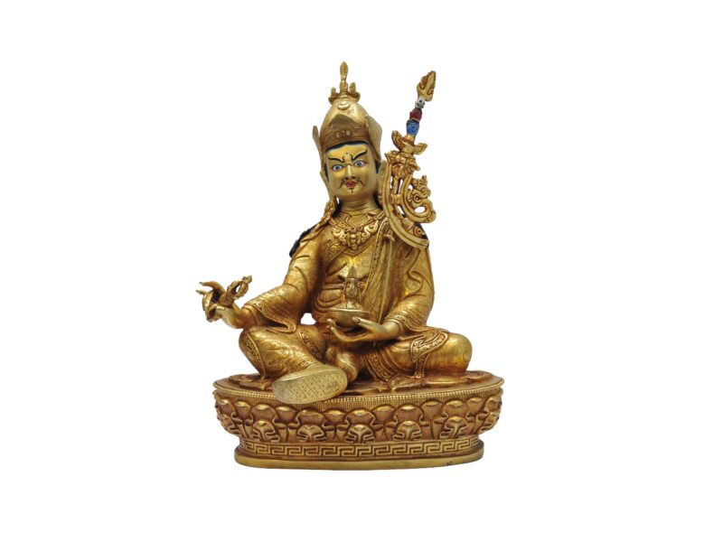 Buddhist Statue of Padmasambhava – Gold Plated with Face Paint