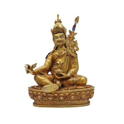 Buddhist Statue of Padmasambhava – Gold Plated with Face Paint