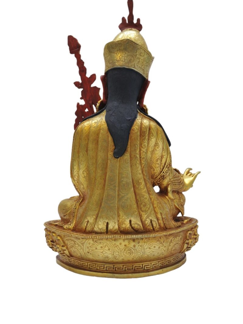 Buddhist Statue of Padmasambhava – Gold Plated with Face Paint - Image 5