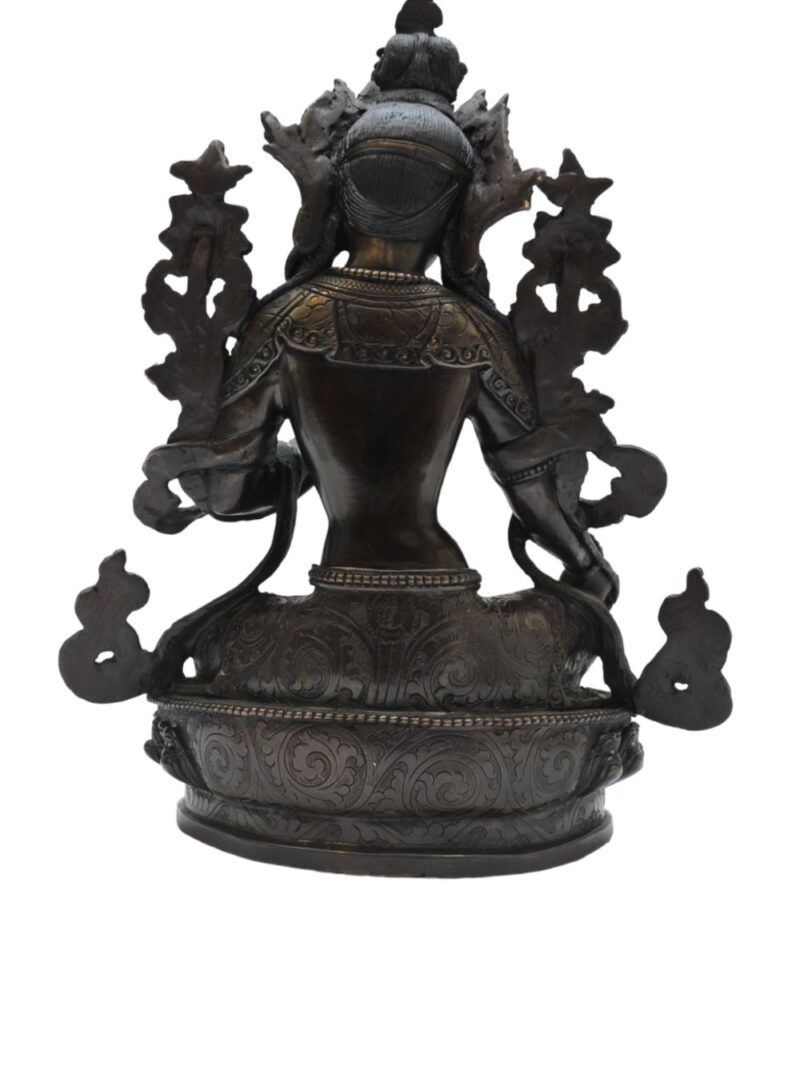 Buddhist Statue of Green Tara – Oxidized Antique Finishing - Image 5