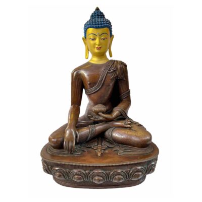 Buddhist Statue of Shakyamuni Buddha – Chocolate Oxidized with Painted Face